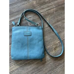 Fossil turquoise crossover leather bag purse hobo y2k vintage shoulder blue